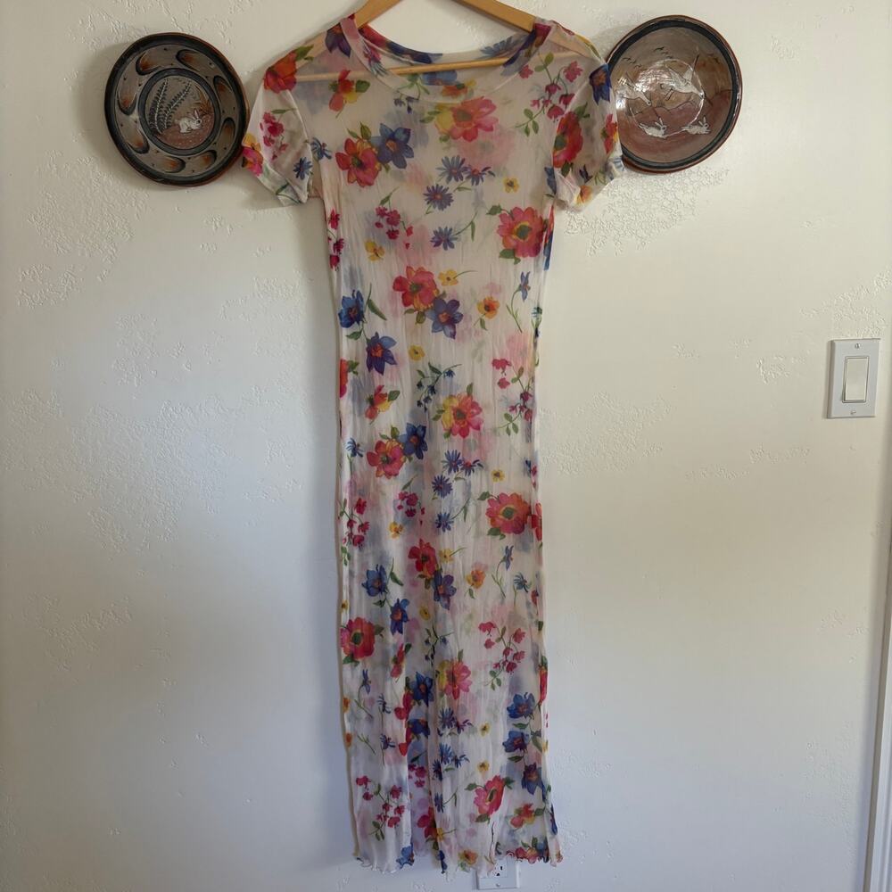 Vintage 90s Sheer Floral Maxi Dress